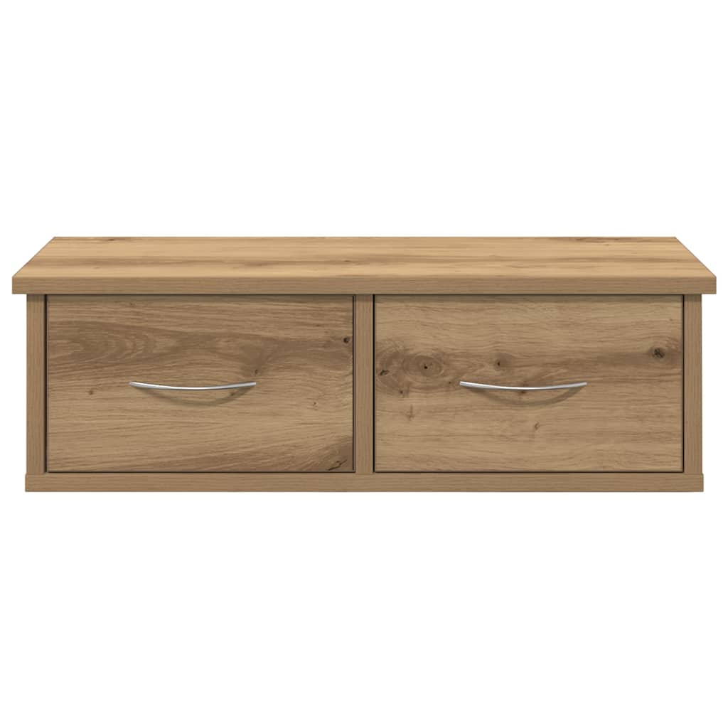 kézműves tölgy színű szerelt fa faliszekrény 60x26x18,5 cm