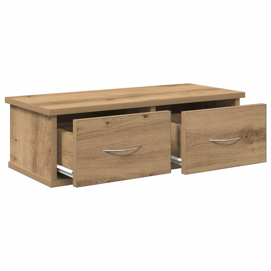kézműves tölgy színű szerelt fa faliszekrény 60x26x18,5 cm