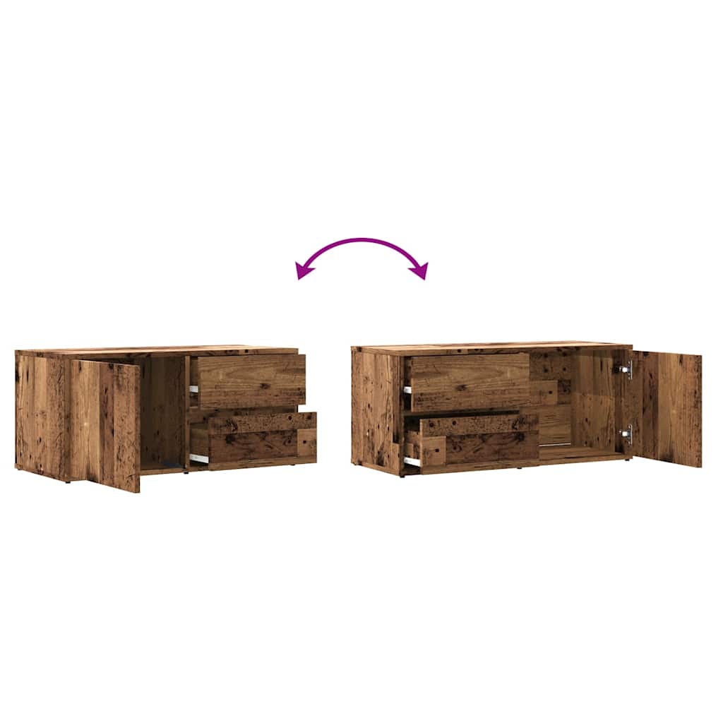 antik fa színű szerelt fa TV-szekrény 80x34x35,5 cm