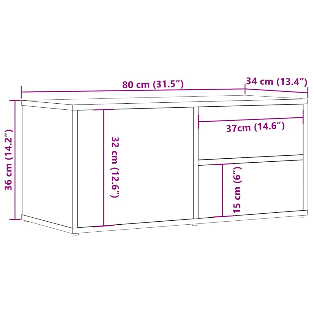 antik fa színű szerelt fa TV-szekrény 80x34x35,5 cm