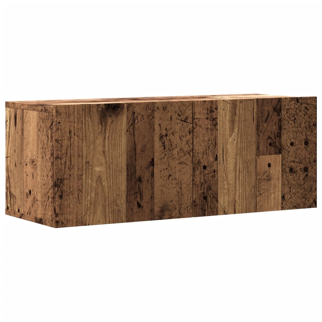 antik fa színű szerelt fa fali TV-szekrény 80 x 30 x 30 cm