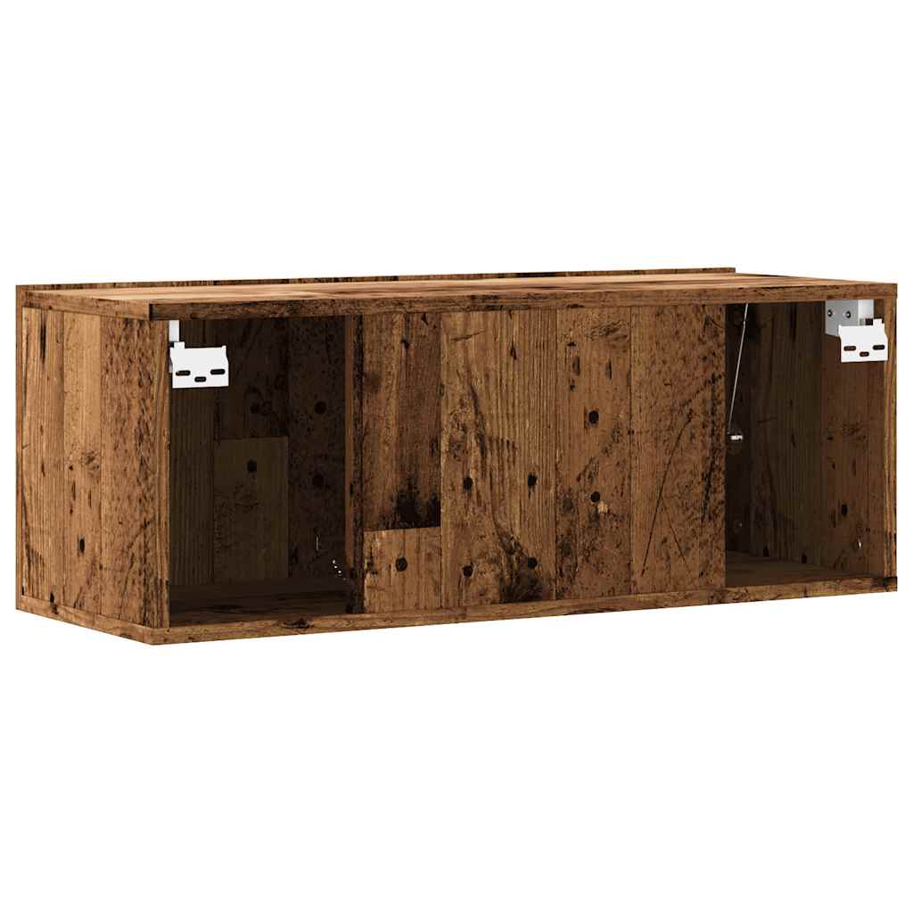 antik fa színű szerelt fa fali TV-szekrény 80 x 30 x 30 cm