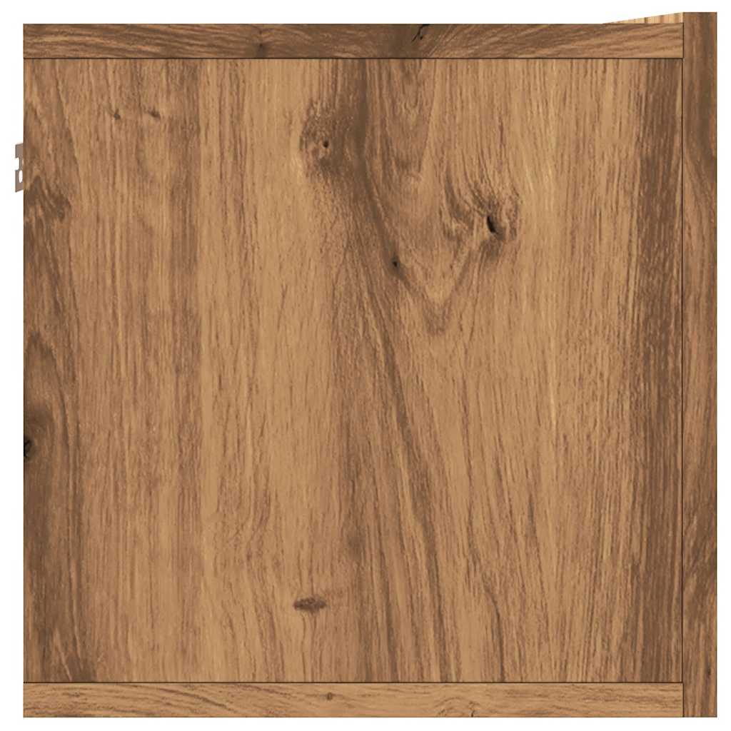kézműves tölgy színű szerelt fa fali TV-szekrény 80x30x30 cm