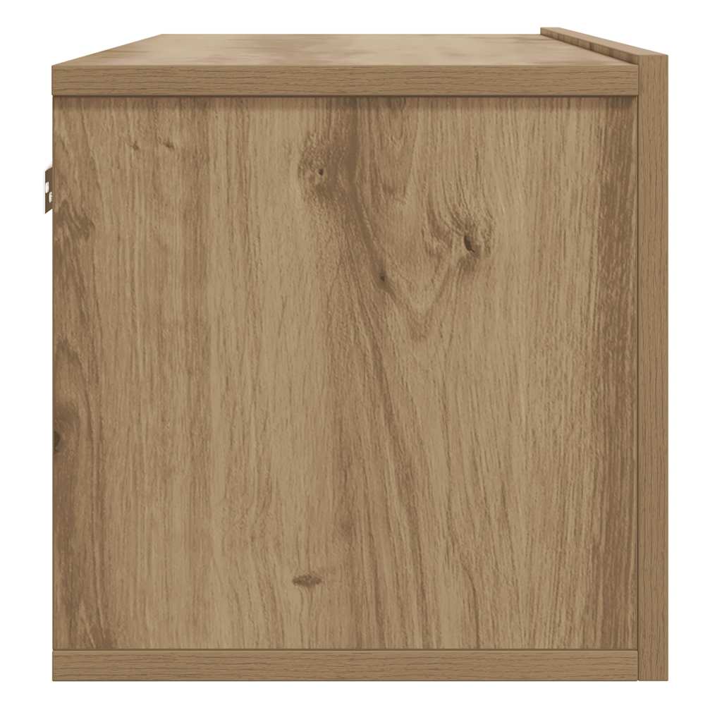 kézműves tölgy színű szerelt fa fali TV-szekrény 100x30x30 cm