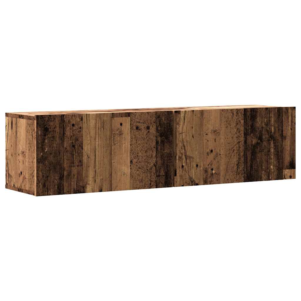 antik fa színű szerelt fa fali TV-szekrény 120 x 30 x 30 cm