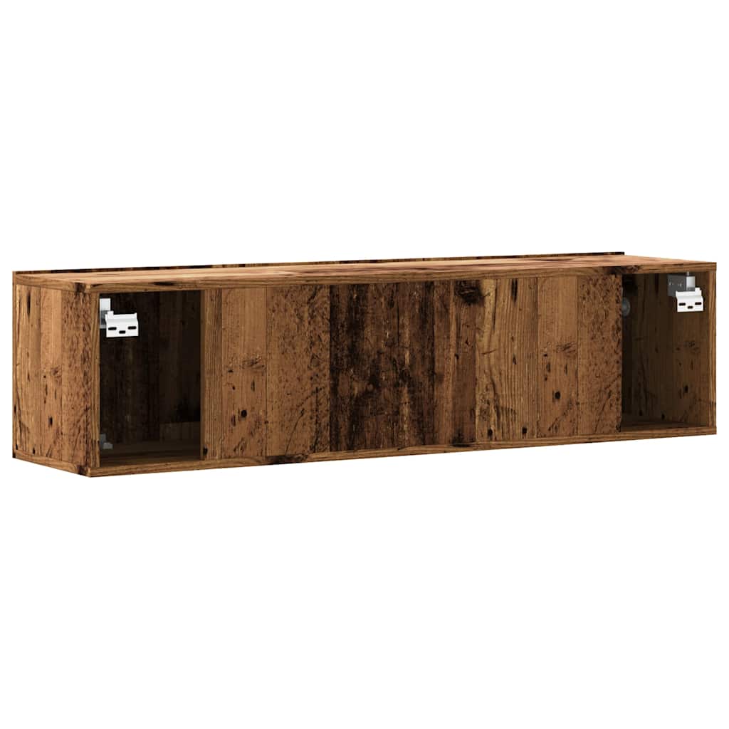 antik fa színű szerelt fa fali TV-szekrény 120 x 30 x 30 cm