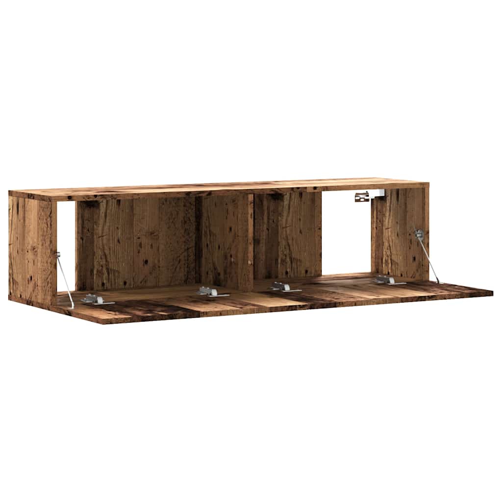antik fa színű szerelt fa fali TV-szekrény 120 x 30 x 30 cm