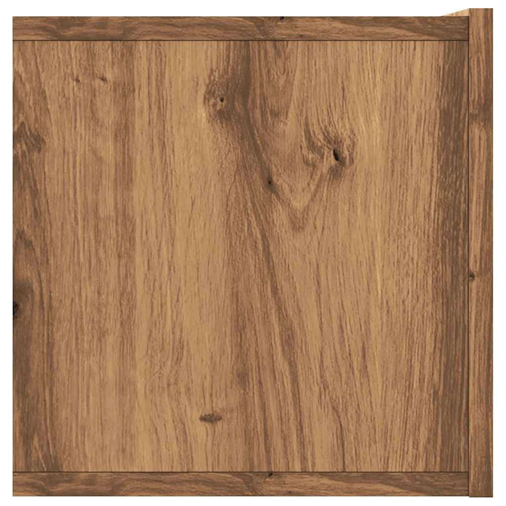 kézműves tölgy színű szerelt fa fali TV-szekrény 120x30x30 cm