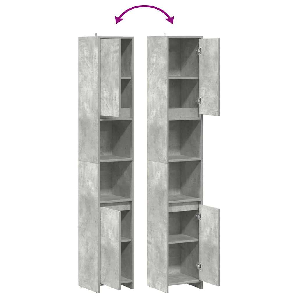 betonszürke forgácslap fürdőszobaszekrény 30 x 30 x 183,5 cm