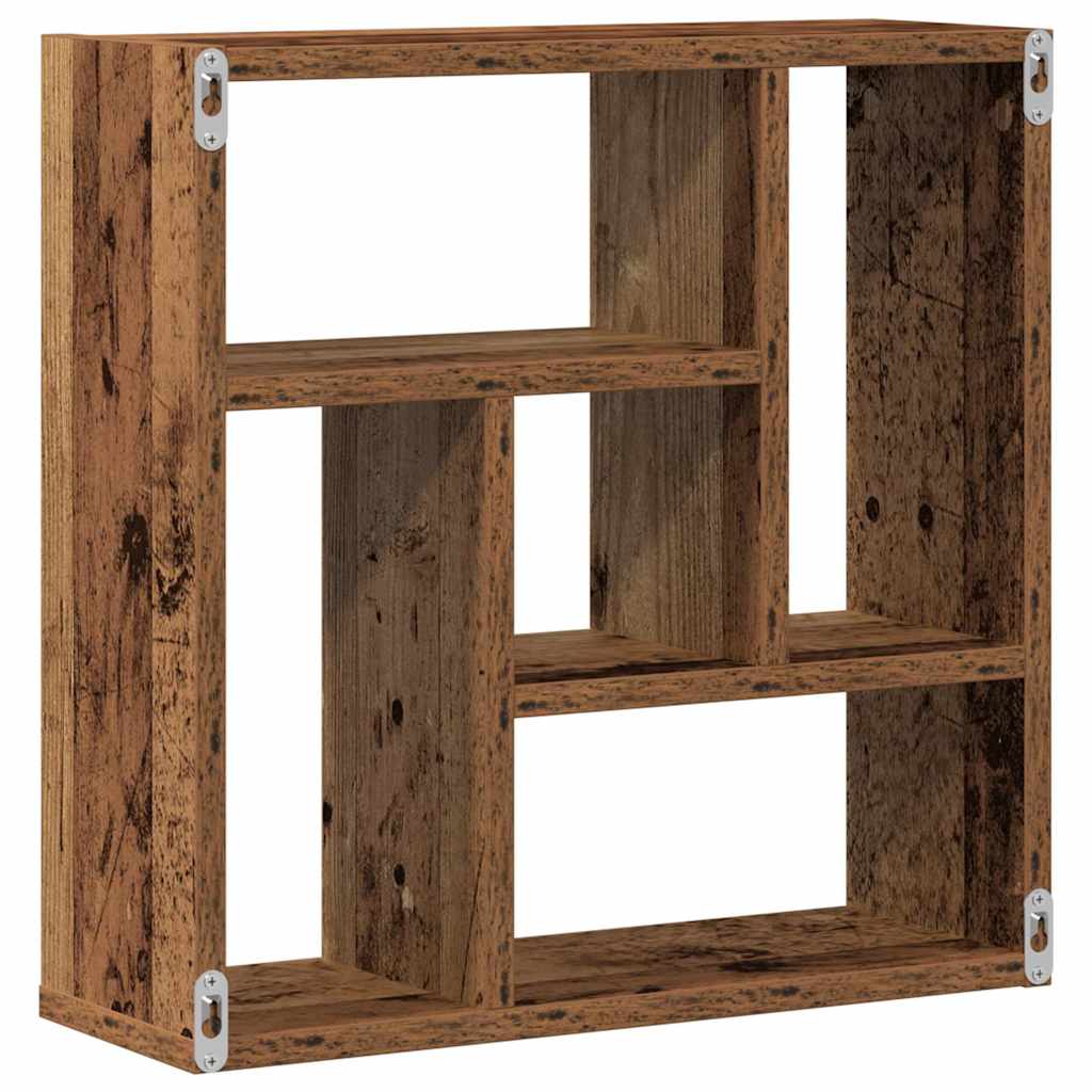 antik fa színű szerelt fa fali polc 45 x 16 x 45 cm