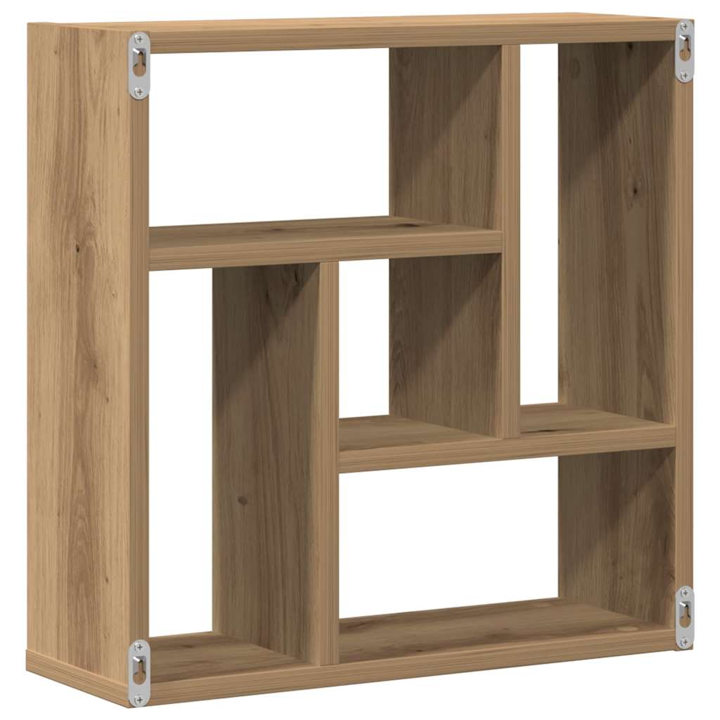 kézműves tölgy színű szerelt fa fali polc 45 x 16 x 45 cm