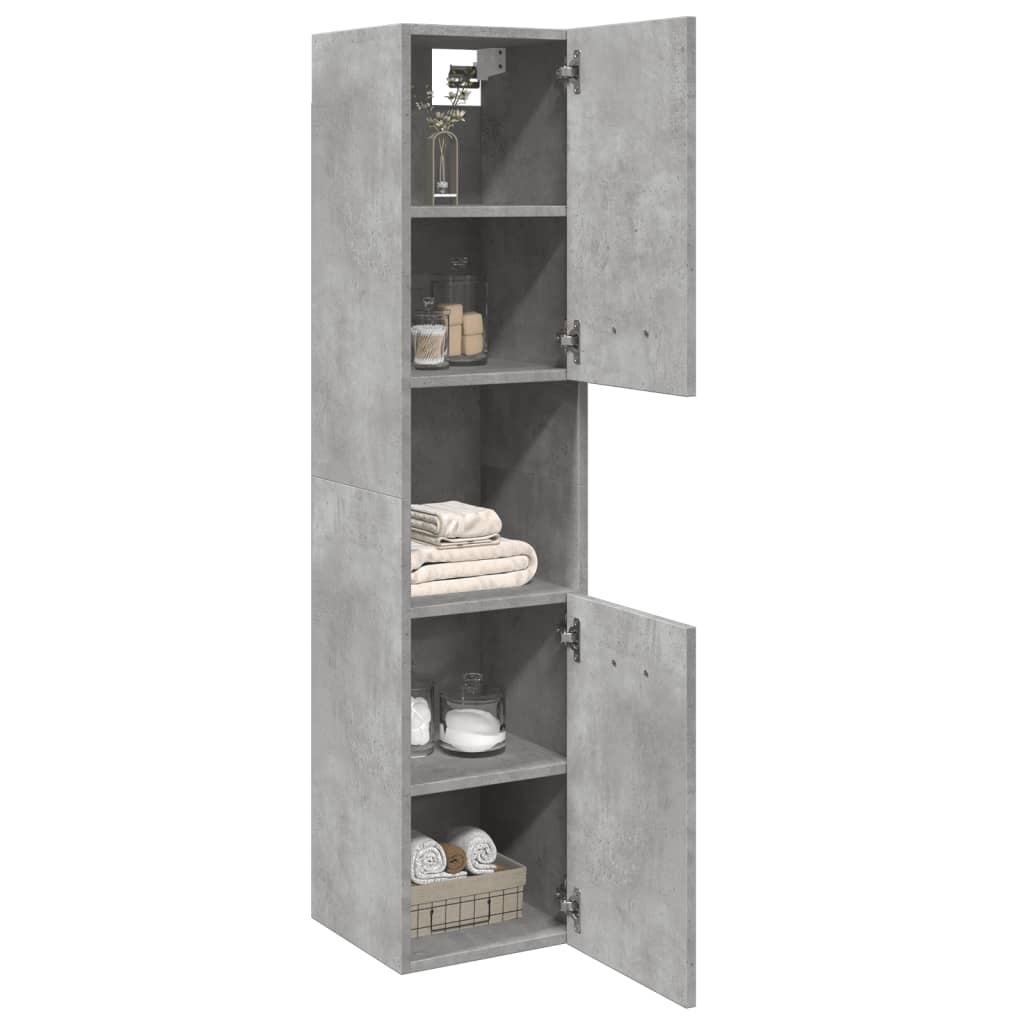 betonszürke szerelt fa függő fürdőszobaszekrény 30x30x130 cm