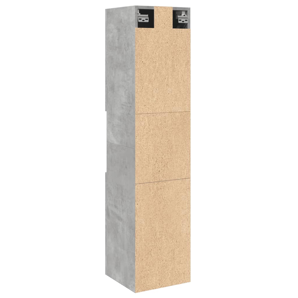 betonszürke szerelt fa függő fürdőszobaszekrény 30x30x130 cm