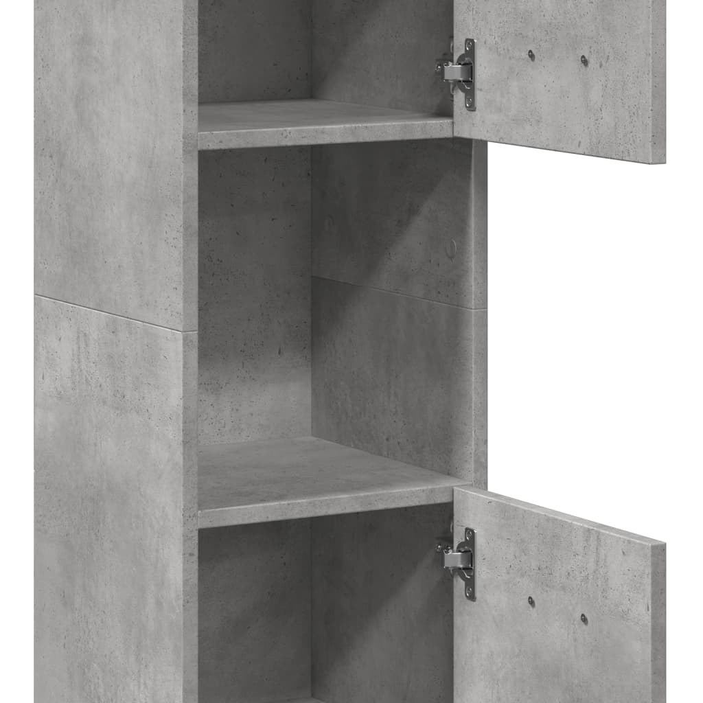 betonszürke szerelt fa függő fürdőszobaszekrény 30x30x130 cm