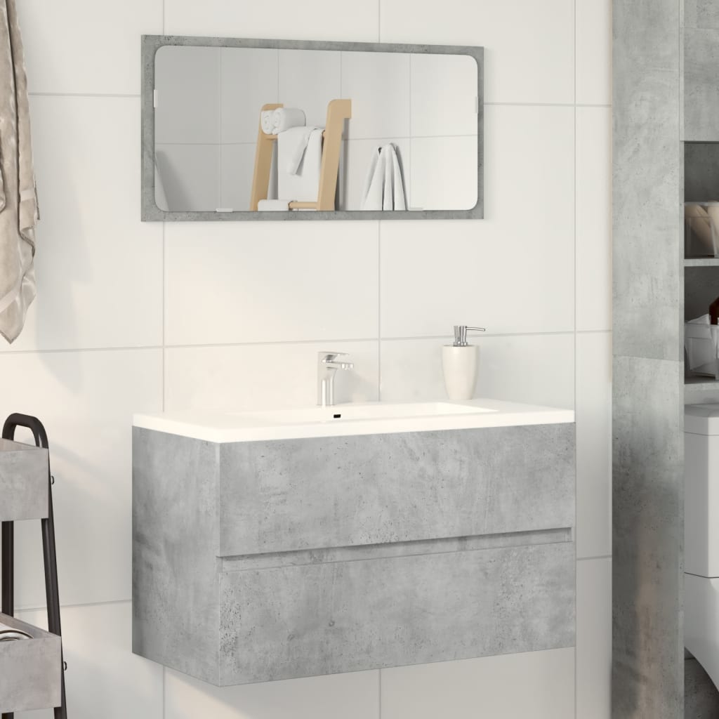 betonszürke szerelt fa függő fürdőszobaszekrény 80x38,5x45 cm