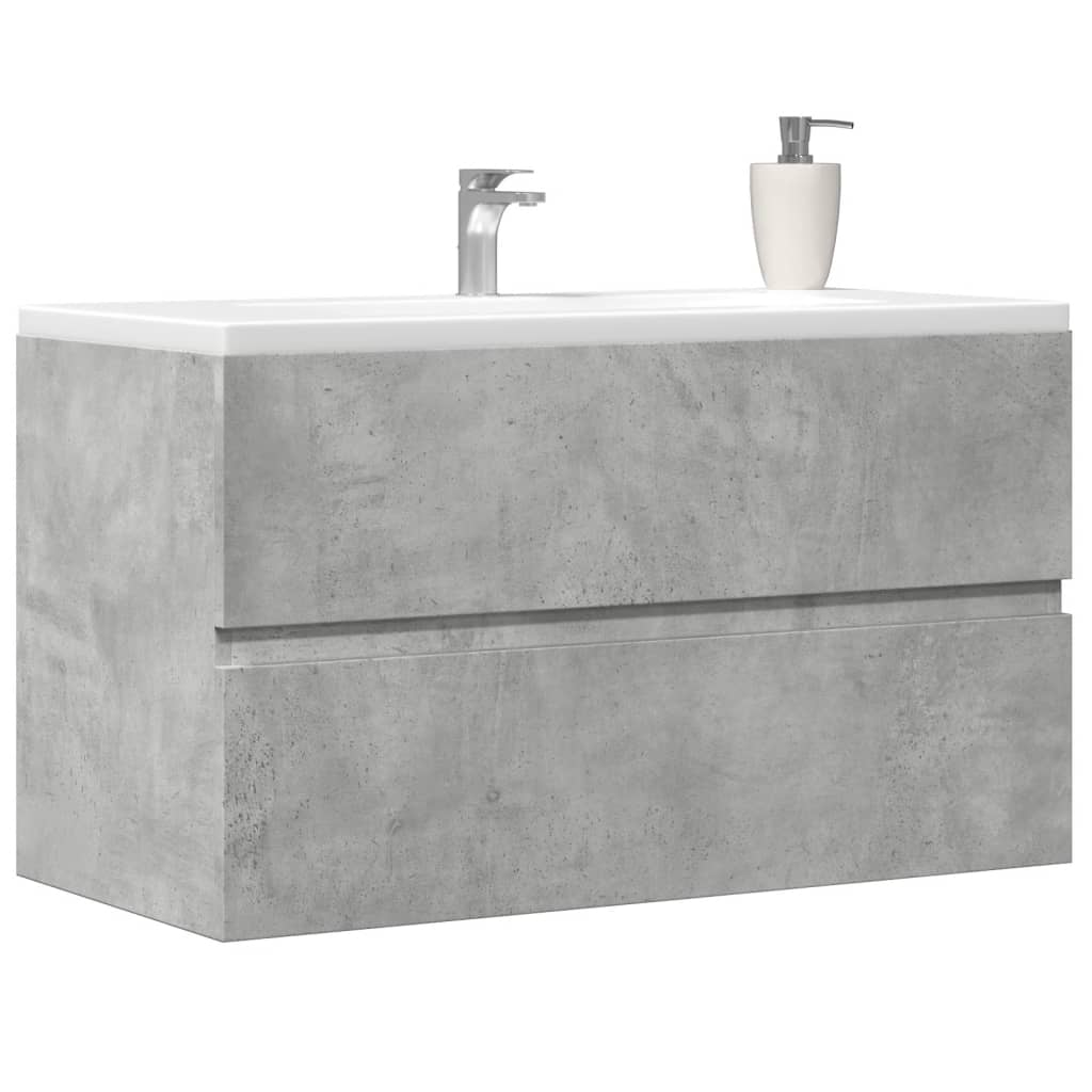 betonszürke szerelt fa függő fürdőszobaszekrény 80x38,5x45 cm