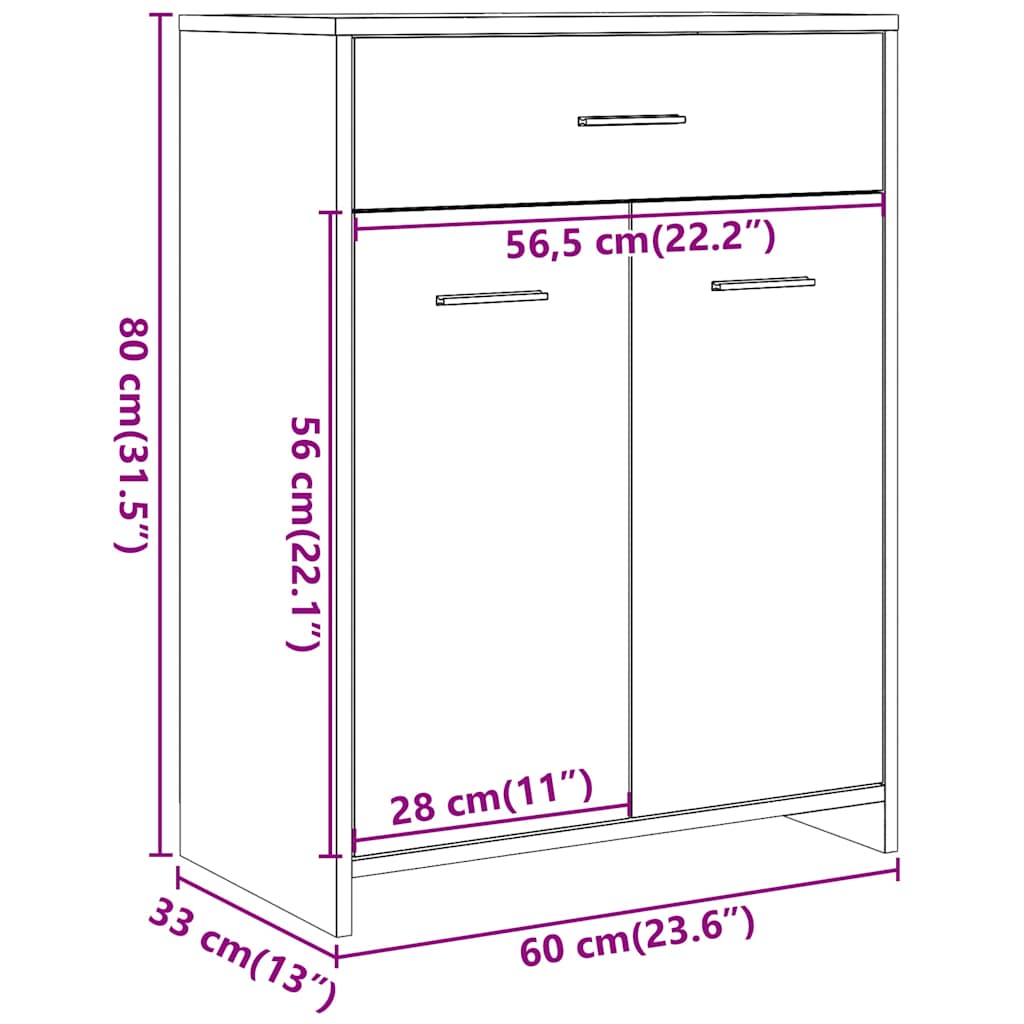 betonszürke szerelt fa fürdőszobaszekrény 60 x 33 x 80 cm