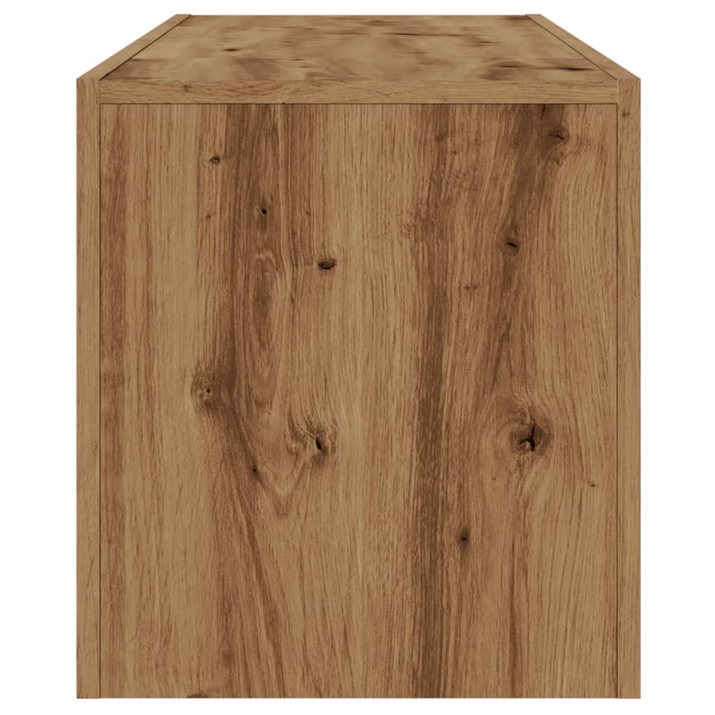 kézműves tölgy szerelt fa TV-szekrény LED-ekkel 120x36,5x40 cm