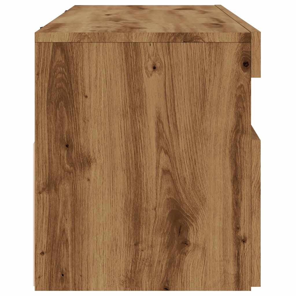kézműves tölgy szerelt fa TV-szekrény LED-ekkel 120x35x40 cm