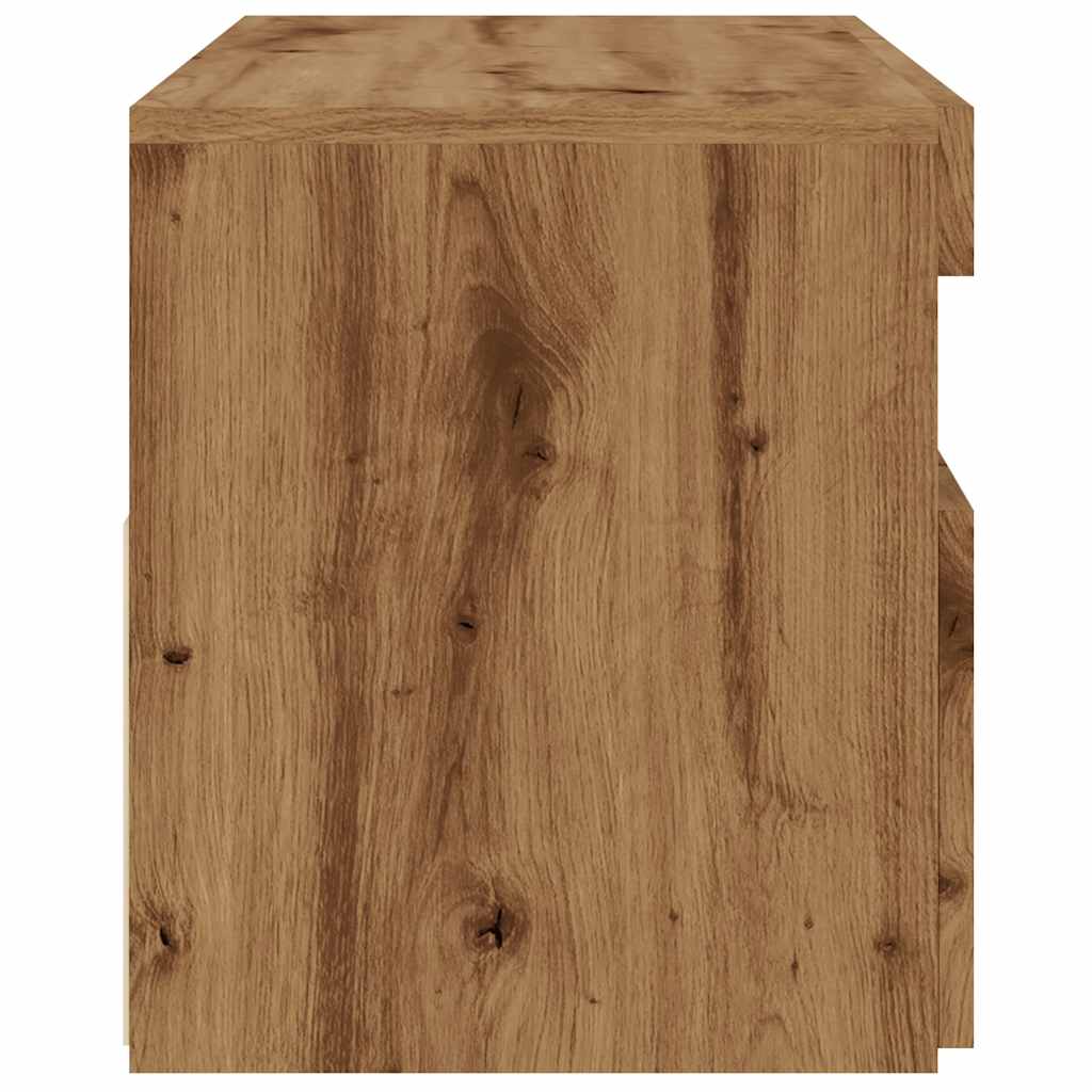 kézműves tölgy szerelt fa TV-szekrény LED-ekkel 90x35x40 cm