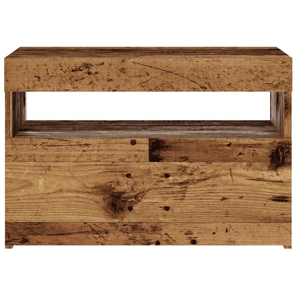 antik fa színű szerelt fa TV-szekrény LED-ekkel 60x35x40 cm