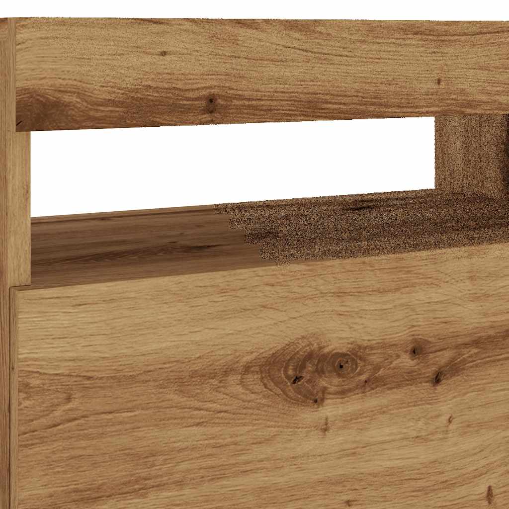kézműves tölgy szerelt fa TV-szekrény LED-ekkel 60x35x40 cm