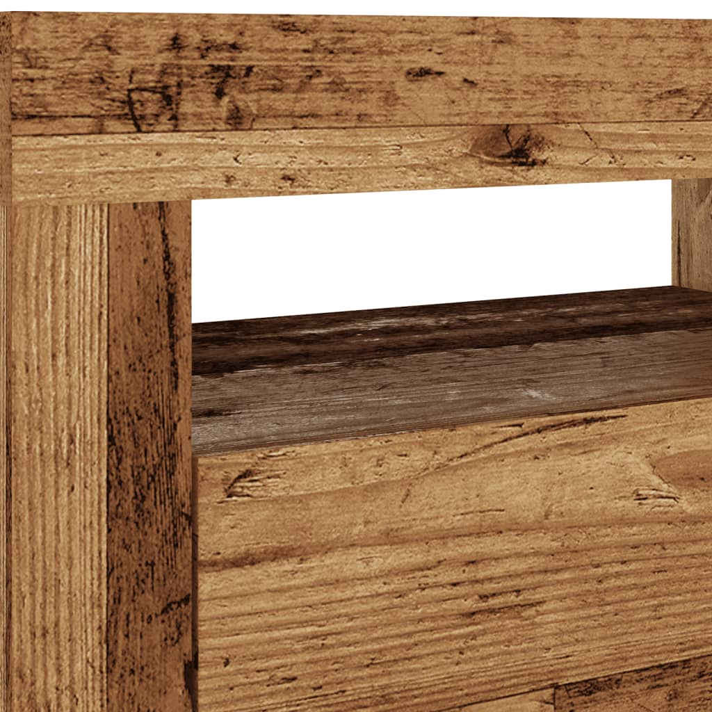 antik fa színű szerelt fa TV-szekrény LED-ekkel 120x35x40 cm