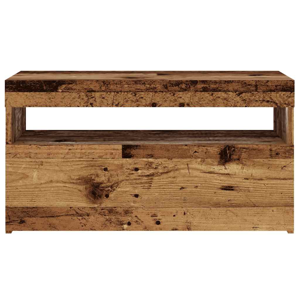 antik fa színű szerelt fa TV-szekrény LED-ekkel 75x35x40 cm