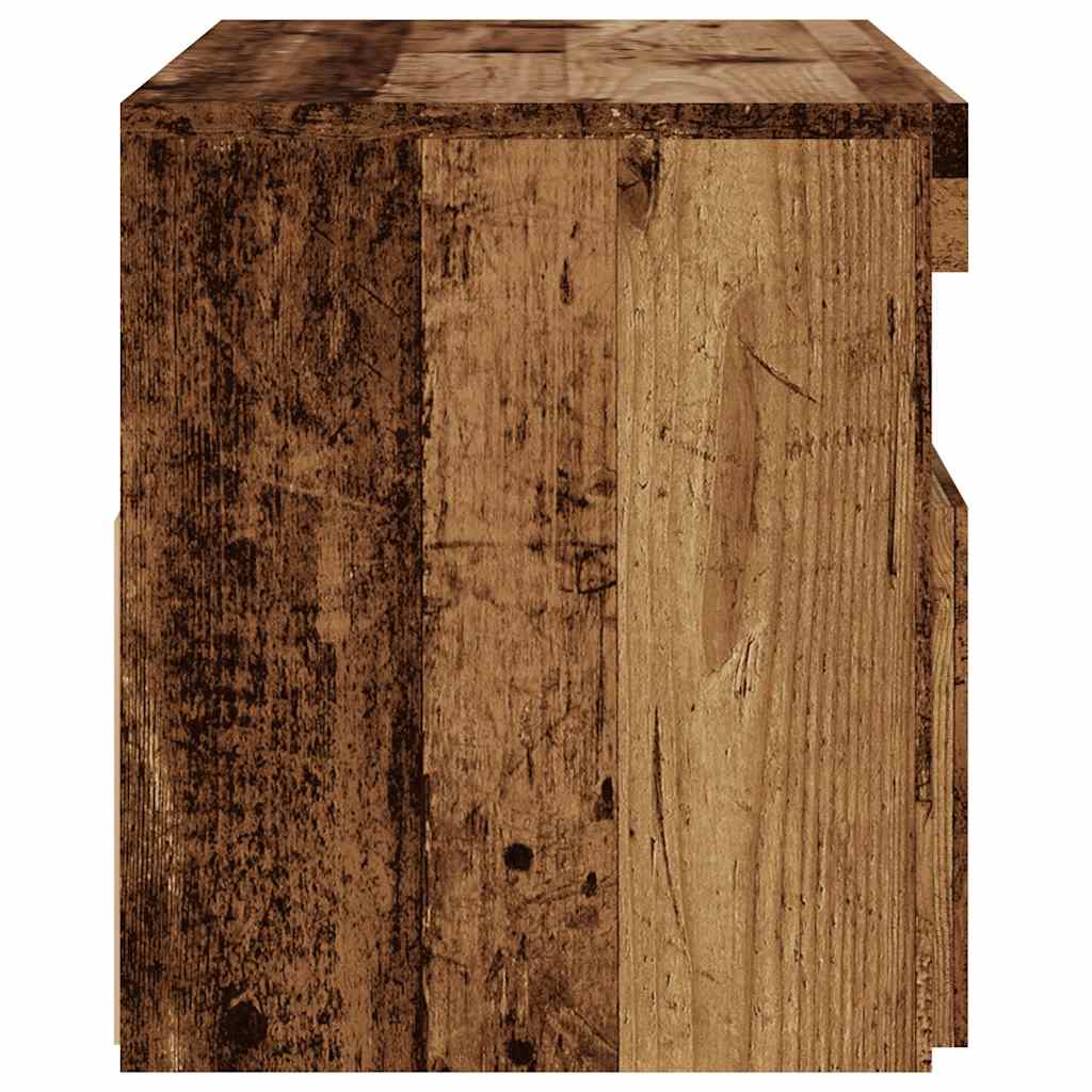 antik fa színű szerelt fa TV-szekrény LED-ekkel 75x35x40 cm