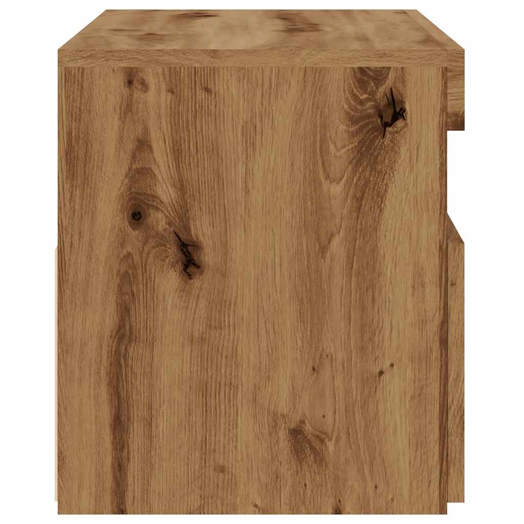 kézműves tölgy szerelt fa TV-szekrény LED-ekkel 75x35x40 cm