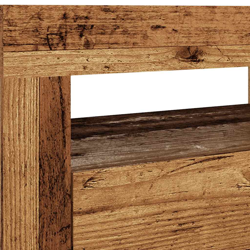 antik fa színű szerelt fa TV-szekrény LED-ekkel 120x35x40 cm