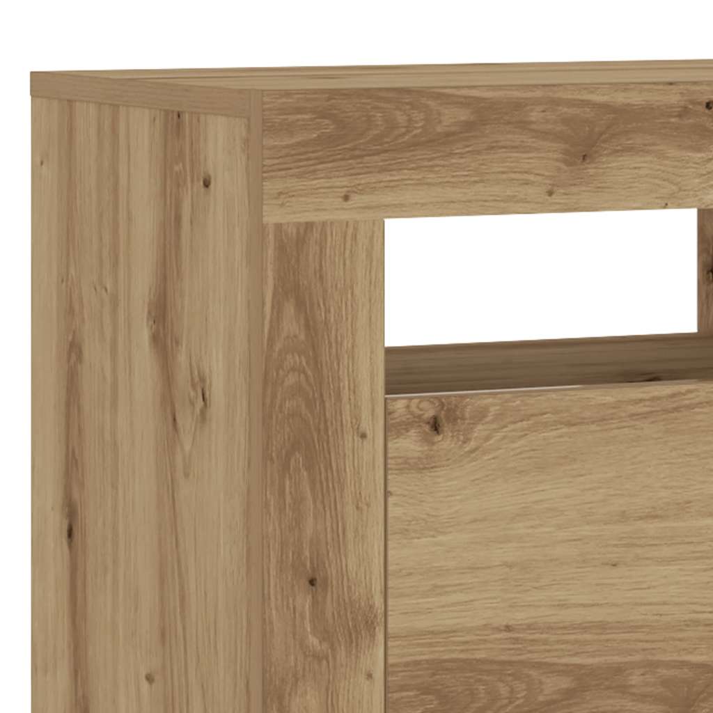 kézműves tölgy szerelt fa TV-szekrény LED-ekkel 90x35x40 cm