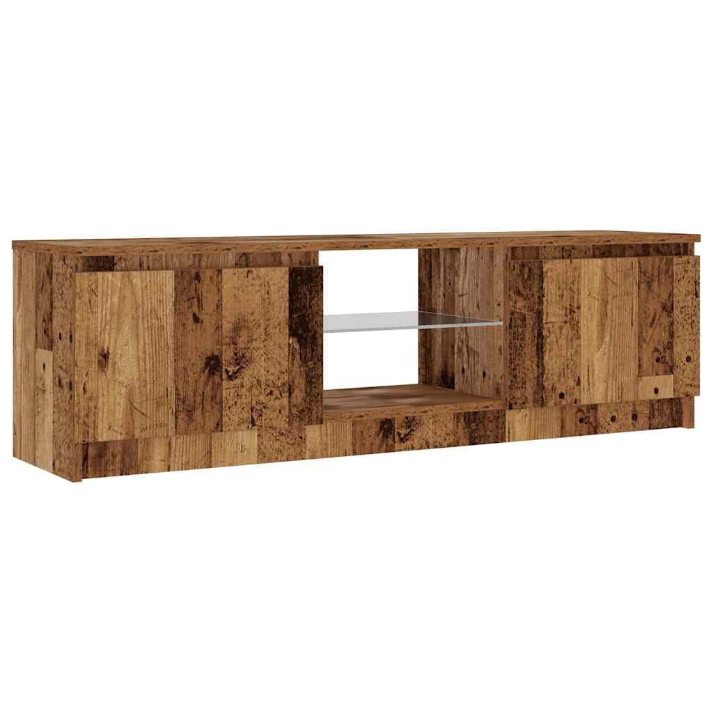antik fa színű szerelt fa TV-szekrény LED-ekkel 120x30x36 cm
