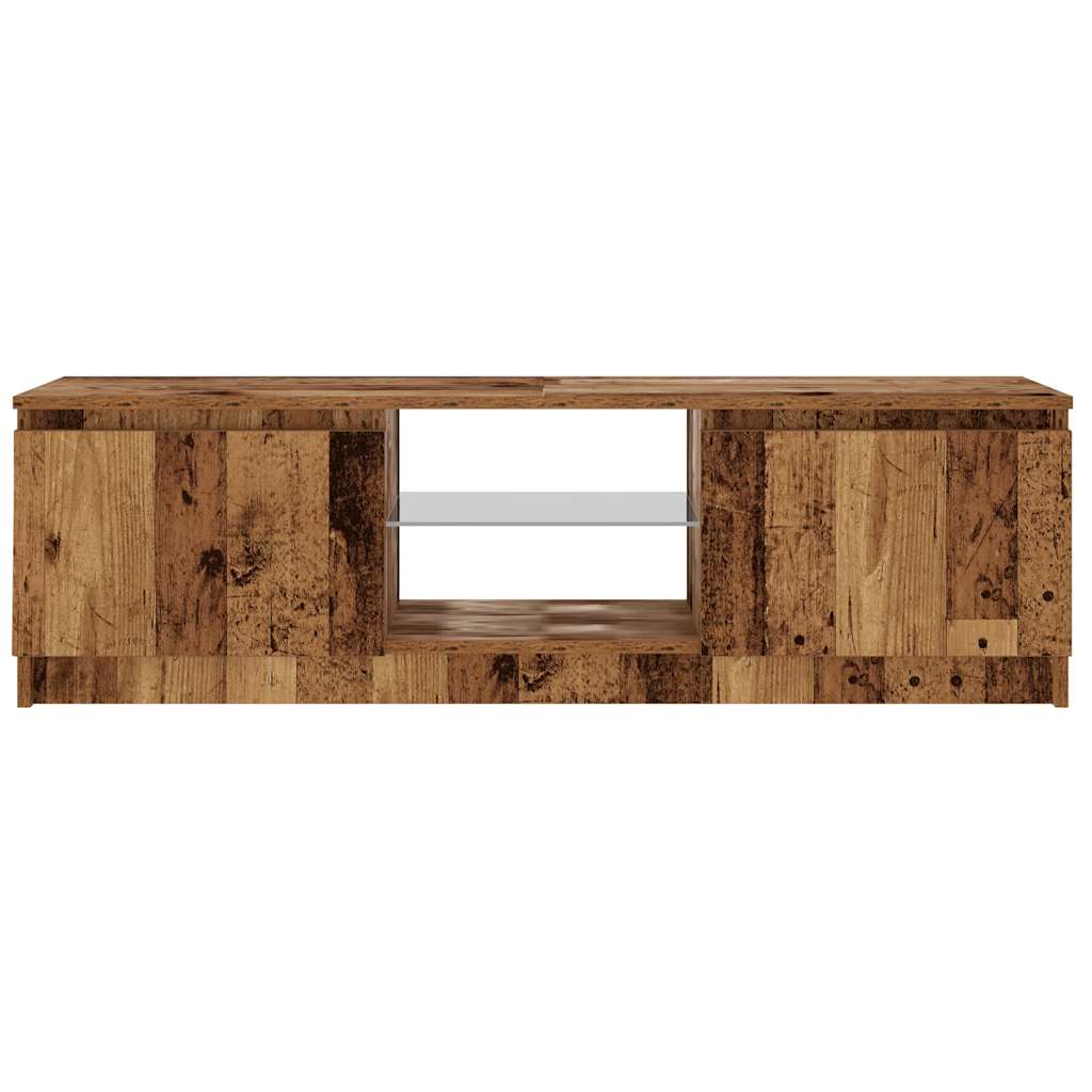 antik fa színű szerelt fa TV-szekrény LED-ekkel 120x30x36 cm