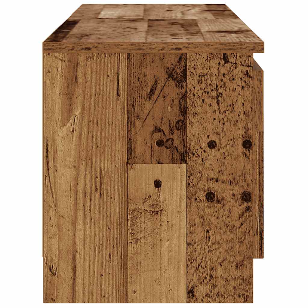 antik fa színű szerelt fa TV-szekrény LED-ekkel 120x30x36 cm