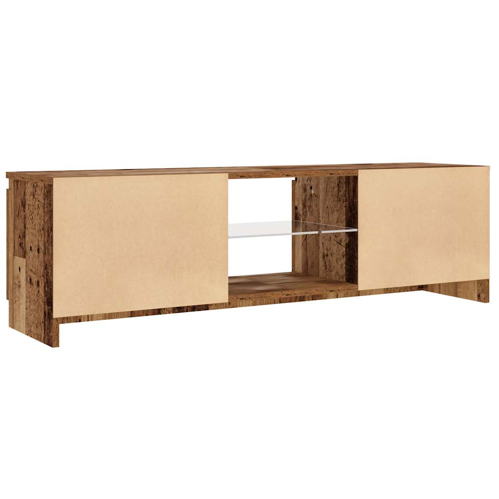 antik fa színű szerelt fa TV-szekrény LED-ekkel 120x30x36 cm