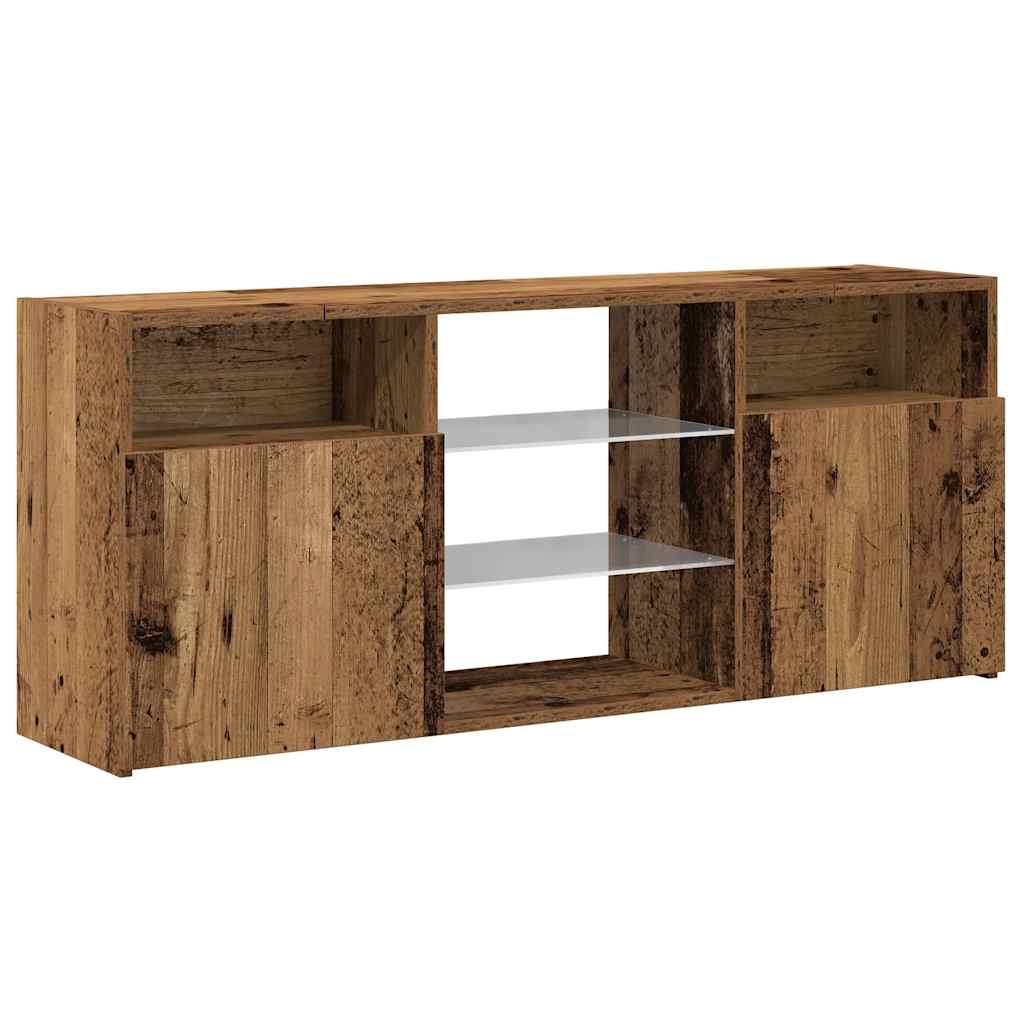 antik fa színű szerelt fa TV-szekrény LED-ekkel 120x30x50 cm