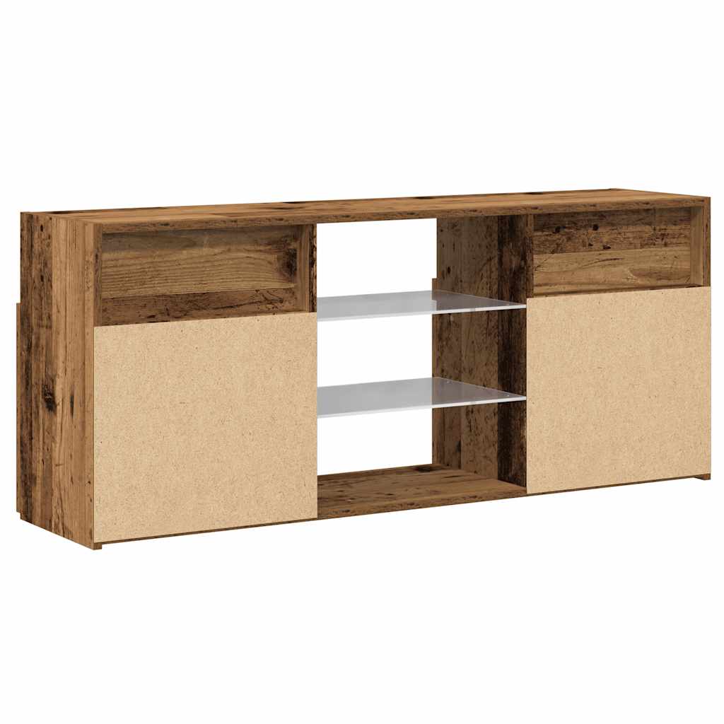 antik fa színű szerelt fa TV-szekrény LED-ekkel 120x30x50 cm