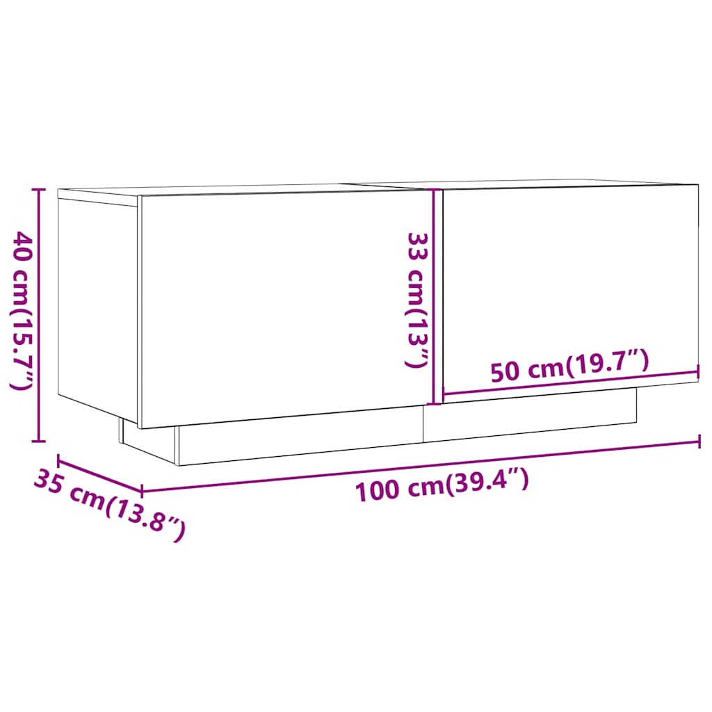 antik hatású szerelt fa TV-szekrény 100 x 35 x 40 cm