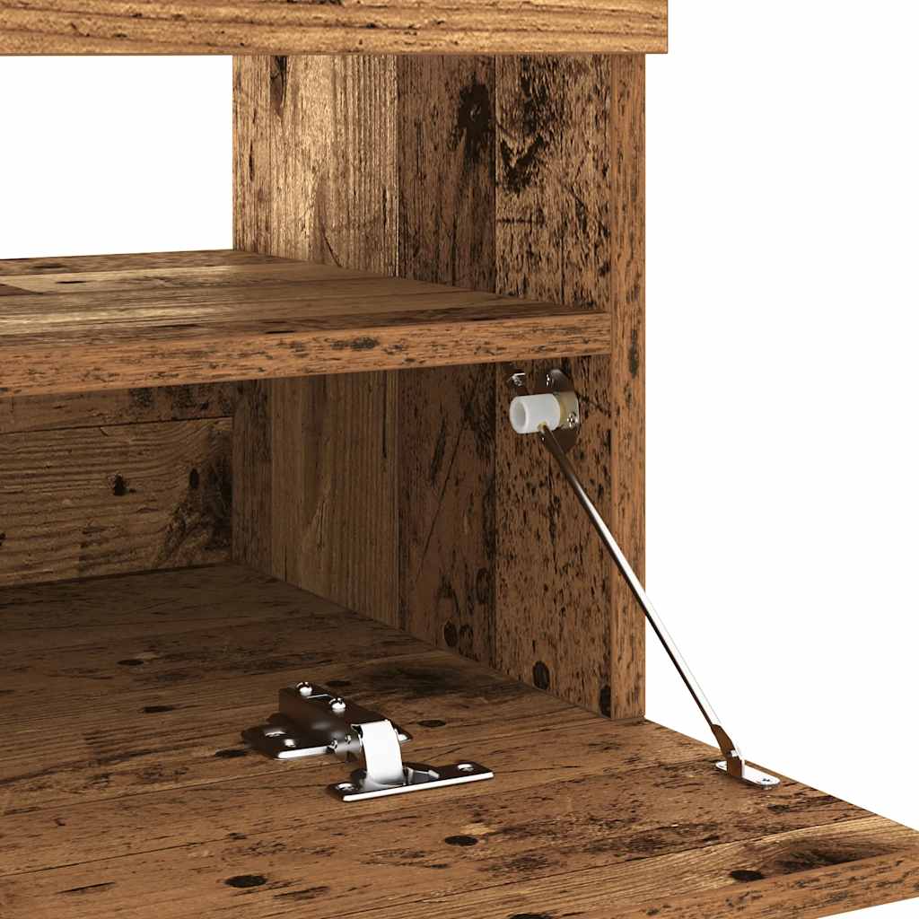 antik fa színű szerelt fa TV-szekrény LED-ekkel 100x35x40 cm