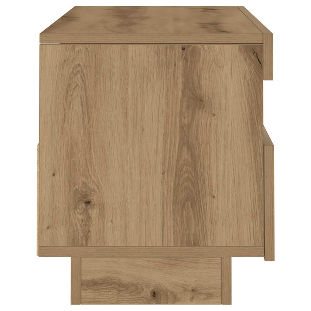 kézműves tölgy szerelt fa TV-szekrény LED-ekkel 100x35x40 cm