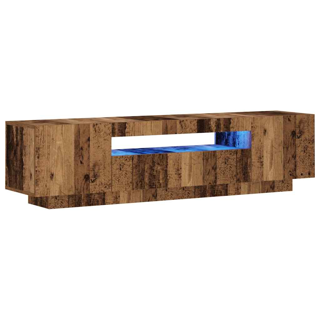 antik fa színű szerelt fa TV-szekrény LED-ekkel 160x35x40 cm