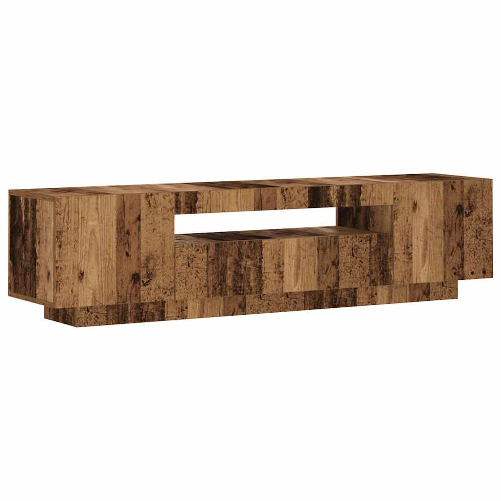 antik fa színű szerelt fa TV-szekrény LED-ekkel 160x35x40 cm
