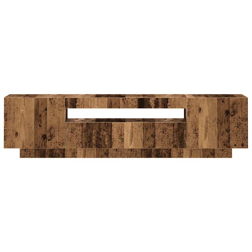 antik fa színű szerelt fa TV-szekrény LED-ekkel 160x35x40 cm