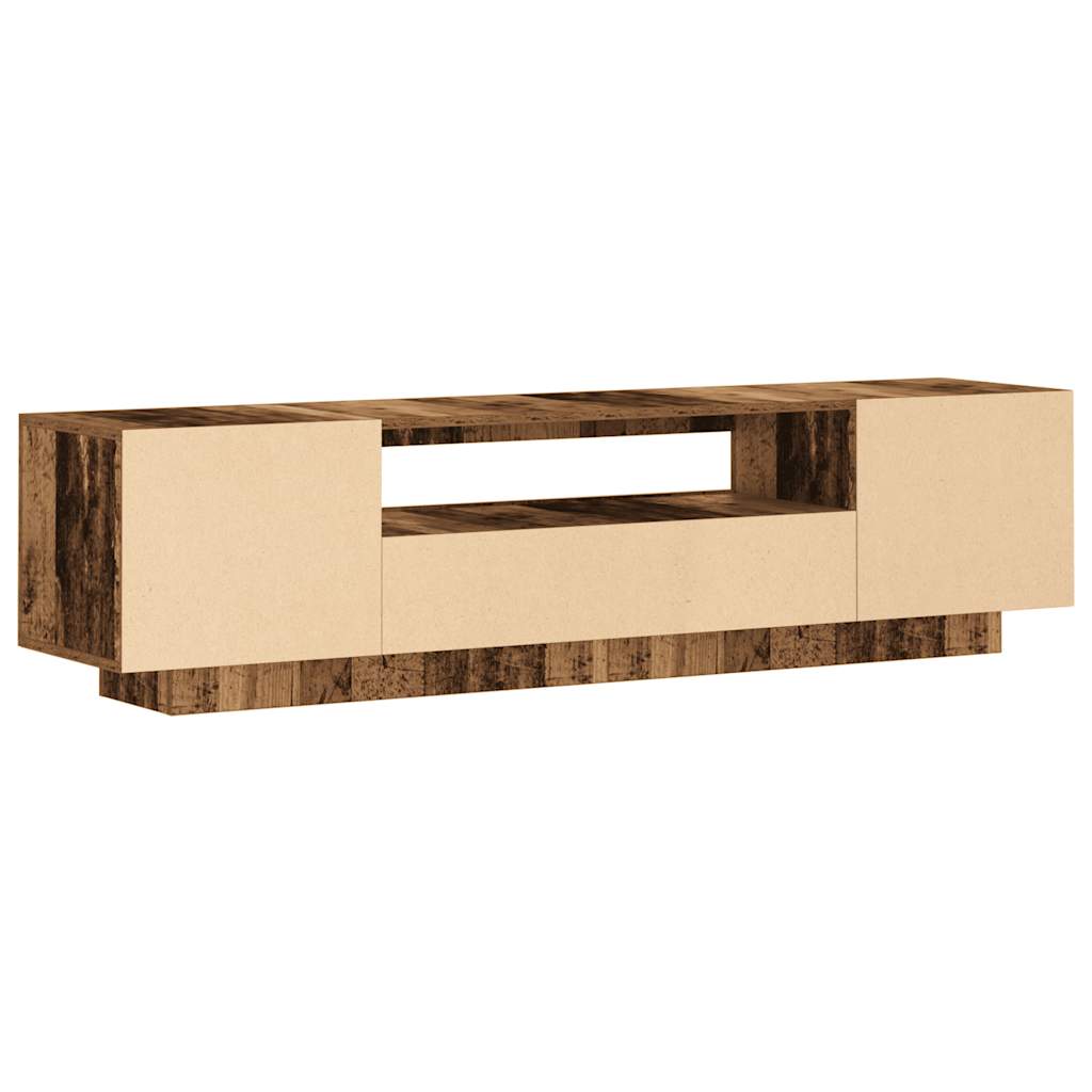 antik fa színű szerelt fa TV-szekrény LED-ekkel 160x35x40 cm