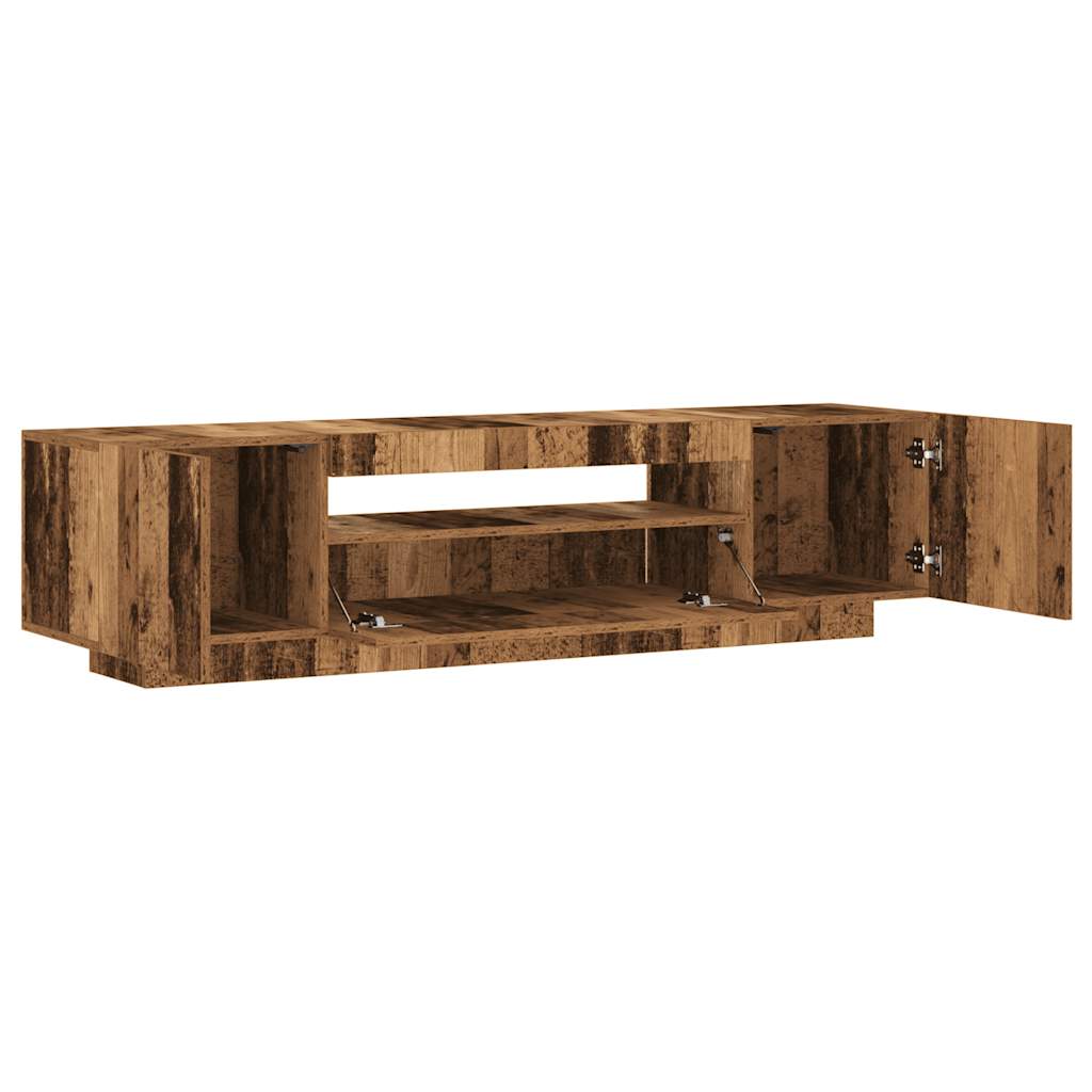 antik fa színű szerelt fa TV-szekrény LED-ekkel 160x35x40 cm