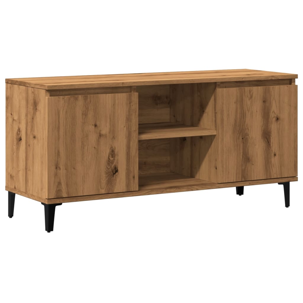 kézműves tölgy színű szerelt fa TV-szekrény 102x35x50 cm