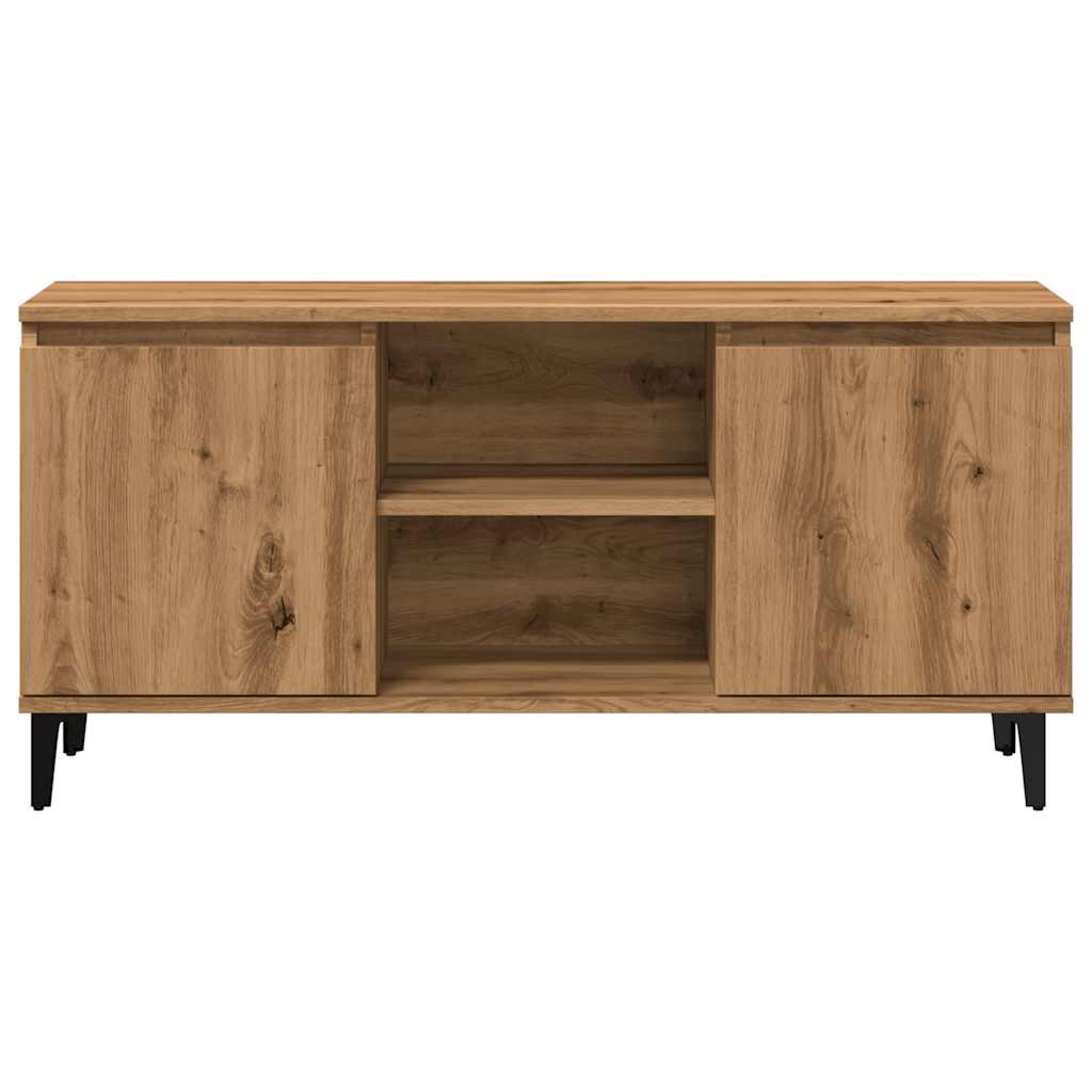 kézműves tölgy színű szerelt fa TV-szekrény 102x35x50 cm