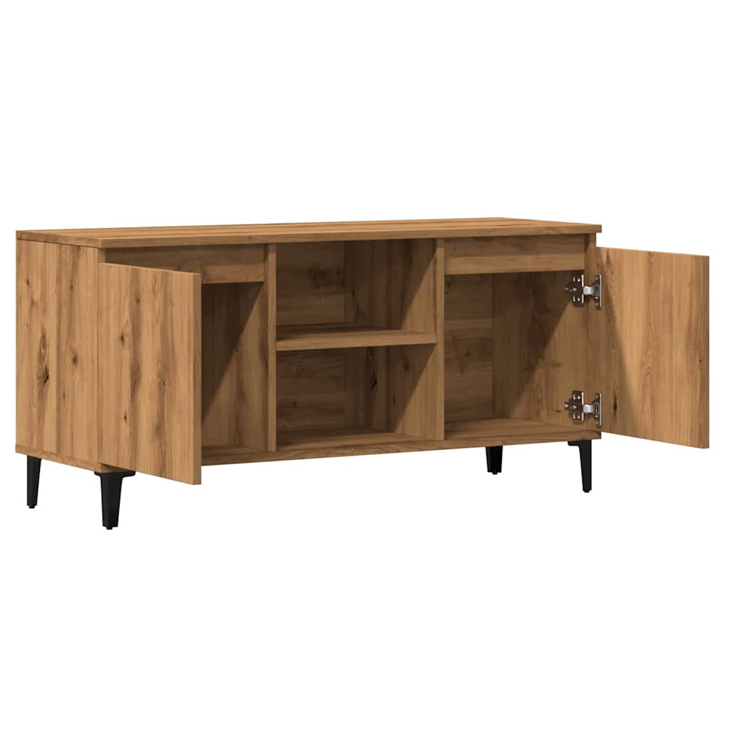 kézműves tölgy színű szerelt fa TV-szekrény 102x35x50 cm