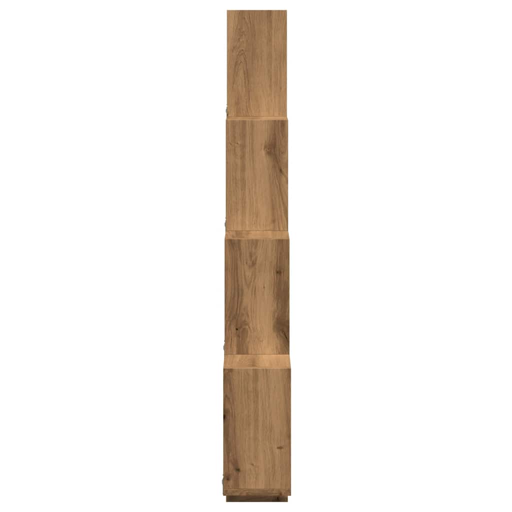 kézműves tölgy színű szerelt fa fali kocka polcok 90x15x119,5cm